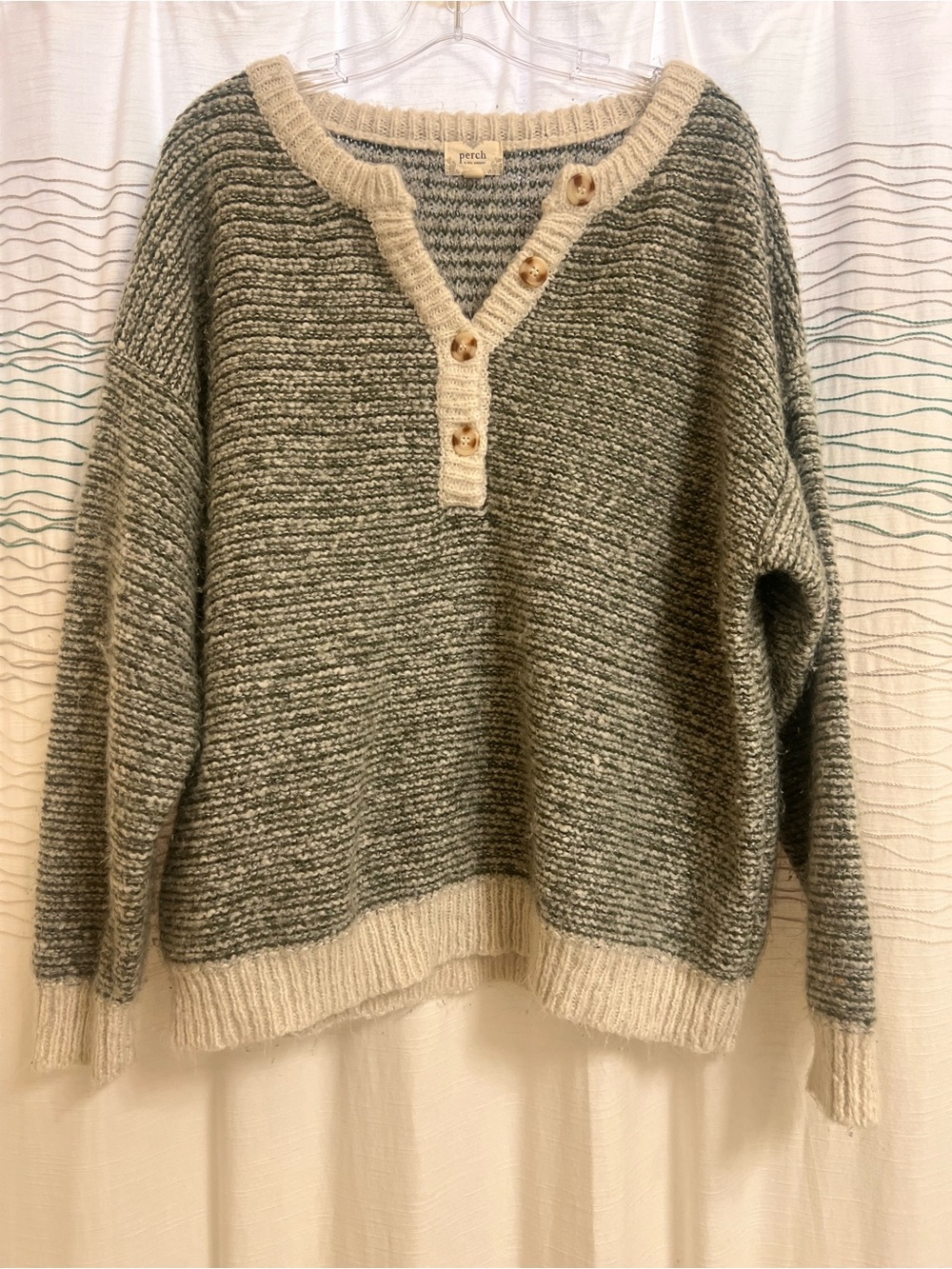 Perch Olive & Cream Knit Sweater